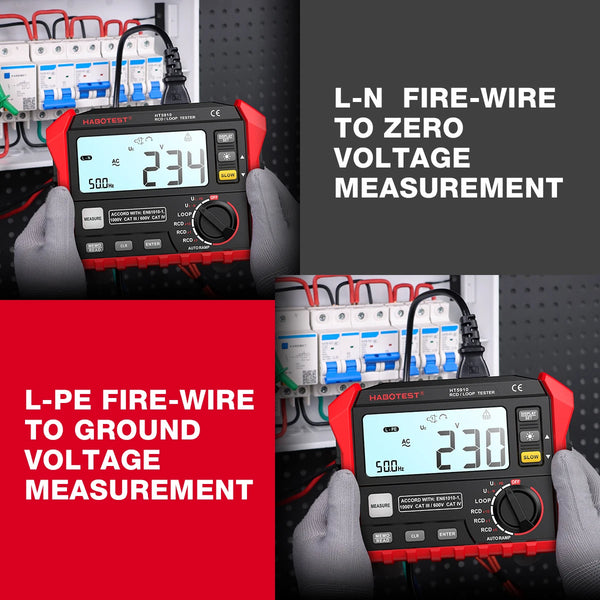 HABOTEST HT5910 Leakage Switch Tester LCD Digital Resistance Meter RCD/Loop Tester 1000 Data detail image 16