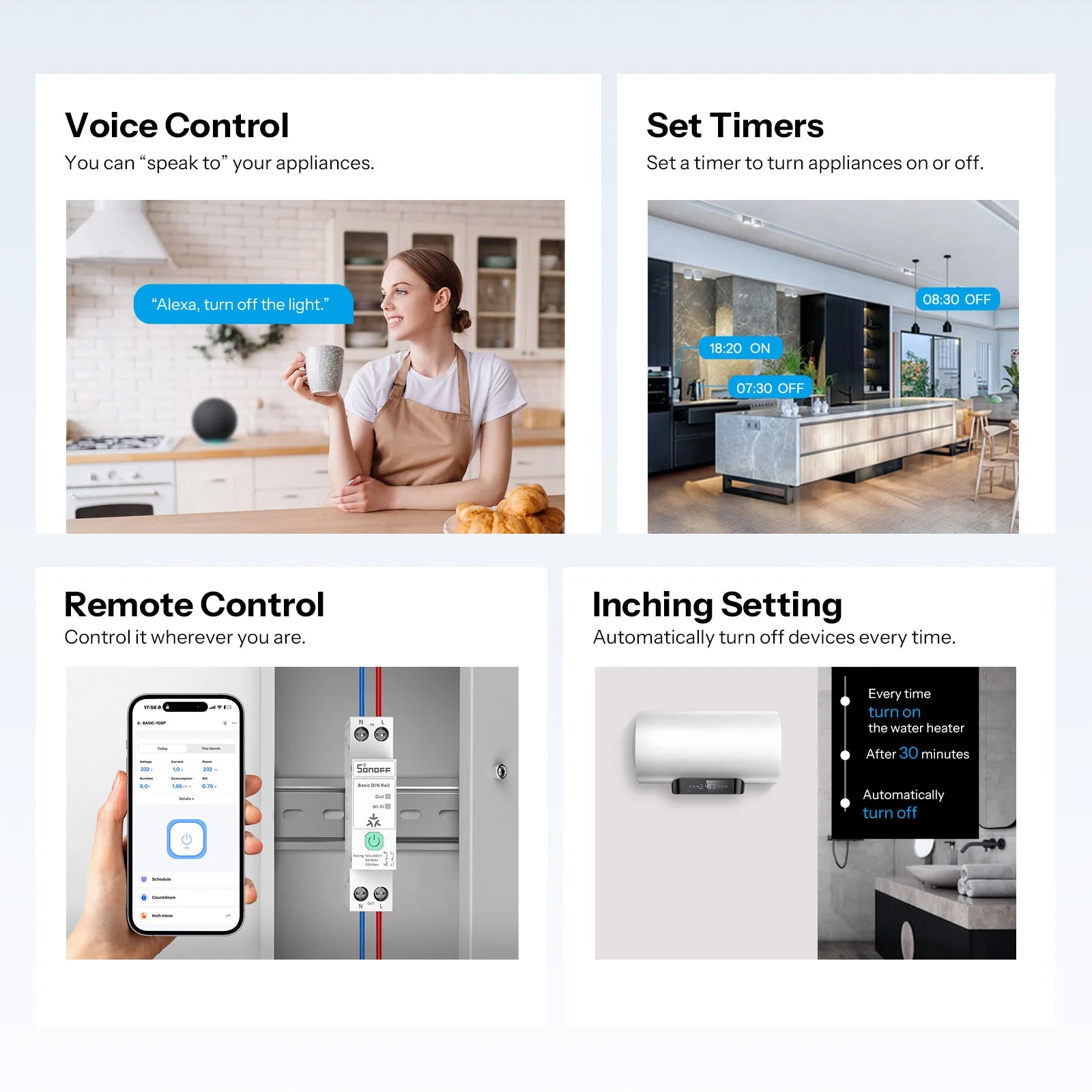 SONOFF BASIC-1GSP Basic DIN Rail Matter Over WiFi Version Load 32A Energy Electricity Bill Tracking Matter Compatible Apple Home