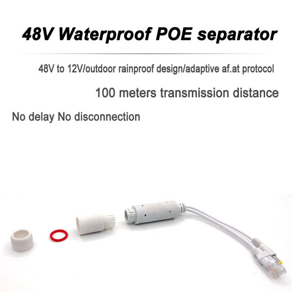 POE Spliter 48V to 12V Waterprrof Video And Power Adapter Cable Supply Module Injector Extender for IP Camera Splitter Net AP