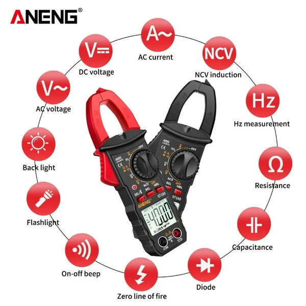ANENG ST180 Digital Clamp Meter 4000 Counts Ammeter Voltage Multimeter AC Current Tester Car detail image 2