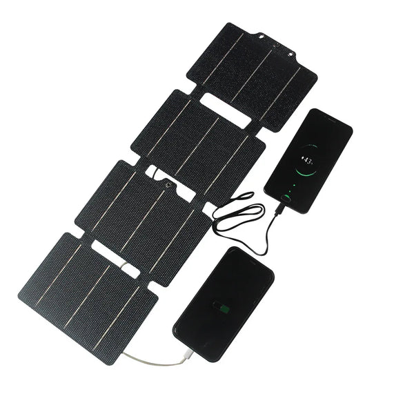 Ultra Lightweight 14W Flexible ETFE Solar Panel Charger USB & Type C Dual Ports Travel Size Solar Mobile product image