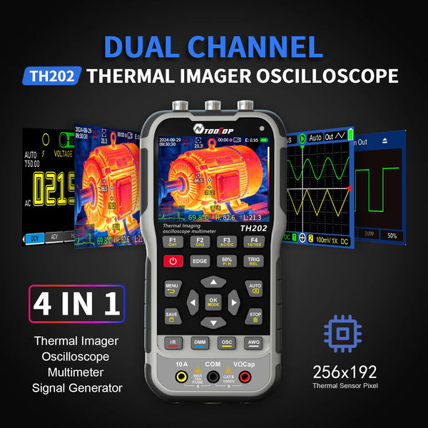 TOOLTOP TH202 4in1 256x192 Thermal Camera 2 Channels 80MHz Oscilloscope Multimeter PCB Thermal Imager Ele product image