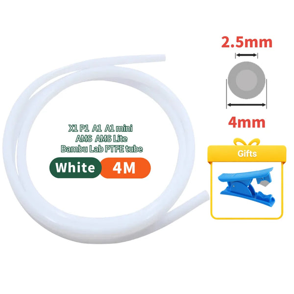 1/2/4M Bowden Extruder PTFE Tube for J-Head/Ender 3/Bambu Lab P1P AMS A1 Mini 1.75mm Filament ID 2/2.5mm OD 4mm Teflon Pipe