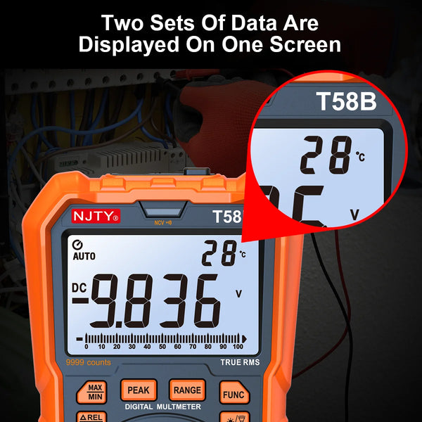 NJTY T58B T58C Inductance Digital Multimeter AUTO Range 9999 Counts Voltage Current detail image 3