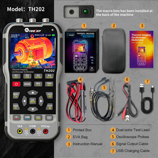 TOOLTOP TH202 4in1 256x192 Thermal Camera 2 Channels 80MHz Oscilloscope Multimeter PCB detail image 7