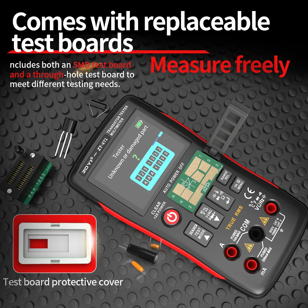 ZOYI ZT-XT1 2-in-1 LCR Digital Multimeter & Transistor Tester, for Voltage Resistance Diode detail image 5