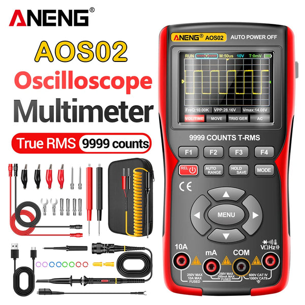 ANENG AOS02 Digital Oscilloscope 48MS/s Sampling Rate 10MHZ Analog Transistor Test Multimeter Bandwidth S product image