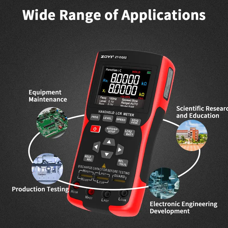 ZOYI High-Precision Handheld Bridge ZT-DQ02 LCR Lithium Battery Internal Resistance Meter 18650 Battery Tester