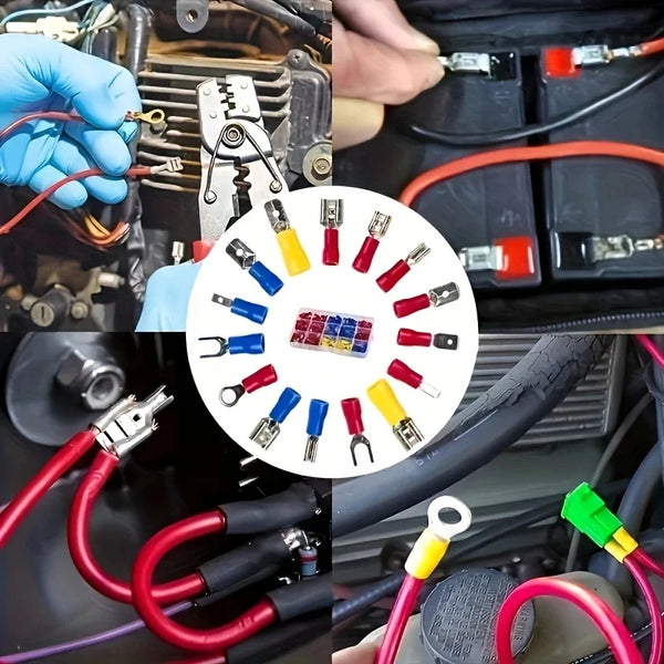 280Pcs Spade Crimp Terminal Connector Kit with 4-in-1 Wire Stripper Copper Contact Crimp Termination Insulated Cable Connectors