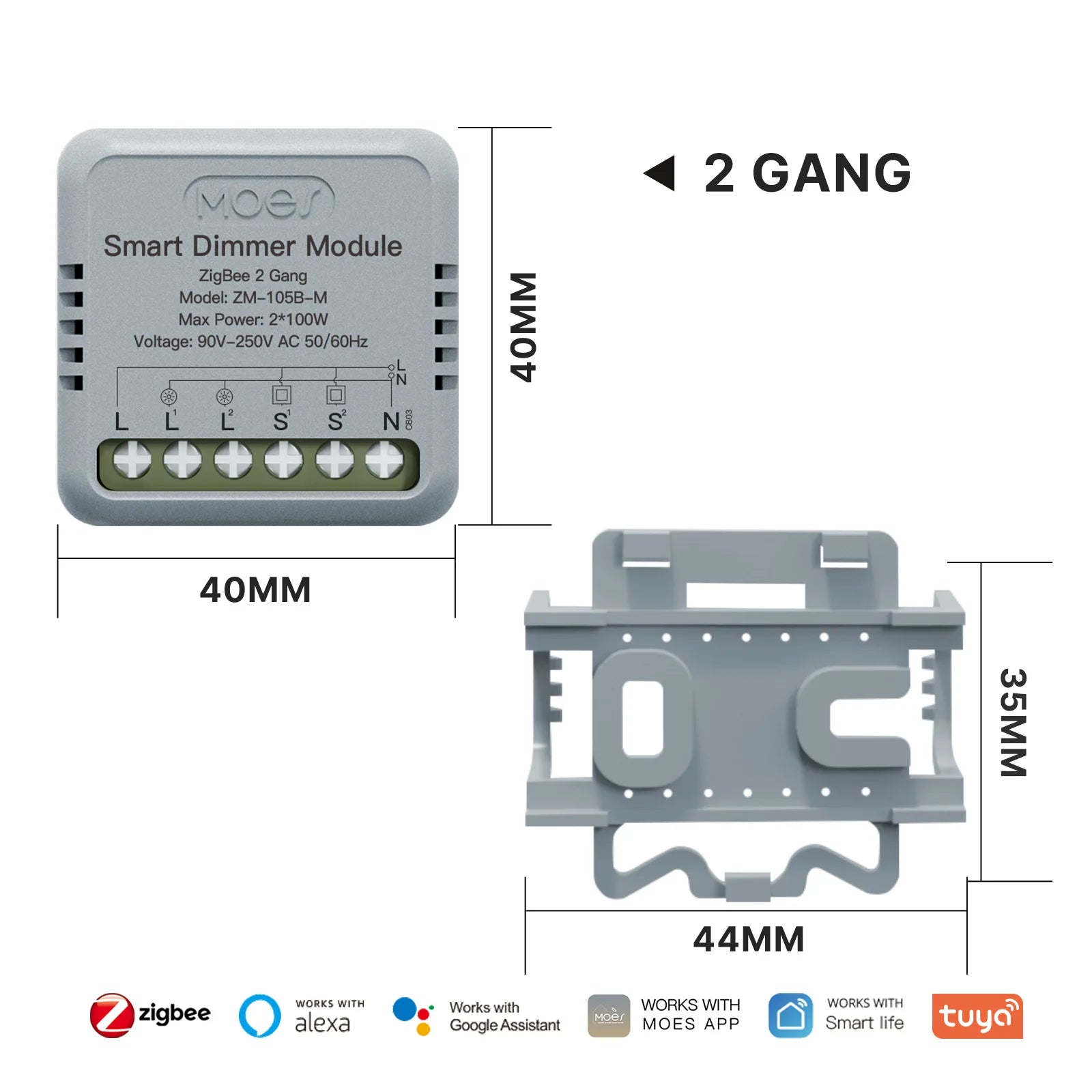 MOES Tuya Mini WiFi/Zigbee Smart Switch/Dimmer Module DIY Module Light Switch 1/2 Gang detail image 10