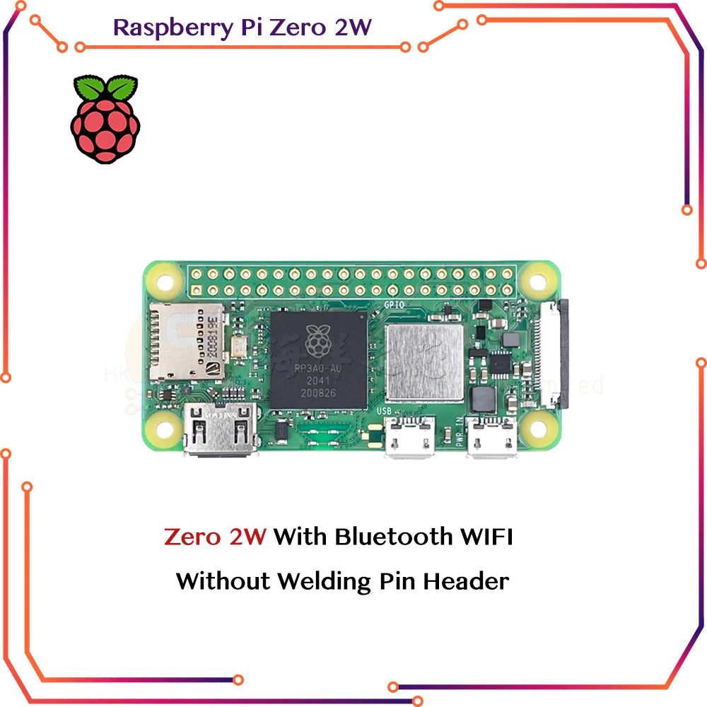 Carte Raspberry Pi Zero 2W / W / WH / 2WH Wi-Fi Bluetooth avec processeur 1 GHz et 512 Mo de RAM, version 1.3. 
