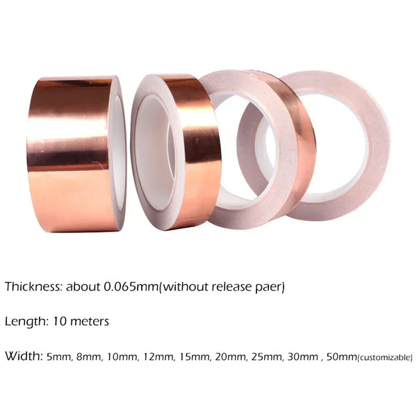 Conductive Dual Sided Copper Foil Tape EMI Shielding Anti Interference Self Adhesive Anti Snail Protection for Electronics
