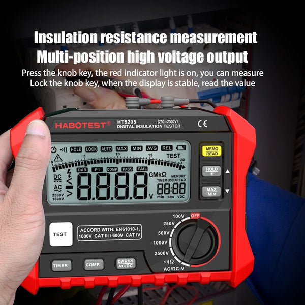 HABOTEST HT5203/HT5205 1000V 0-100G Insulation Resistance Tester Earth Ground Resistance detail image 2
