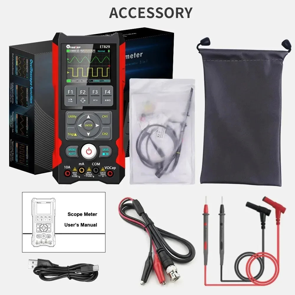 TOOLTOP ET829 2 Channel 250MSa/s 80MHz Digital Storage Osclloscope Multimeter Signal detail image 8