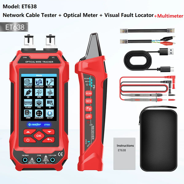 TOOLTOP ET636/ET638 Ethernet Cable Tester Multimeter Optical Power Meter Red Laser detail image 8