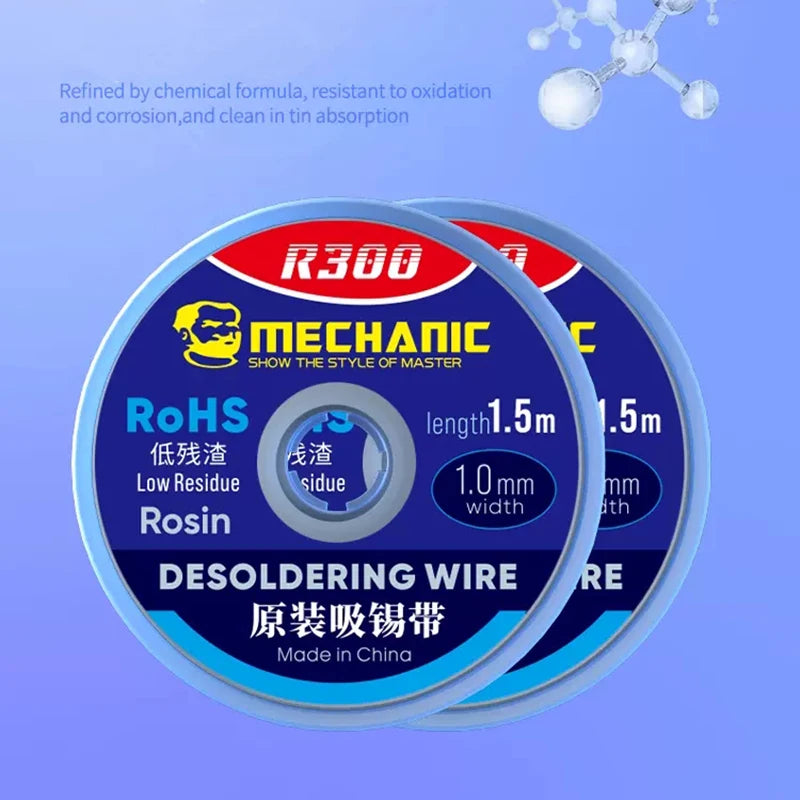 MECHANIC R300 Desoldering Braid 1.0/1.5/2.0/2.5/3.0/3.5/4.0mm Solder Remover Wick Wire Welding Tin Sucker PCB BGA Soldering Tool