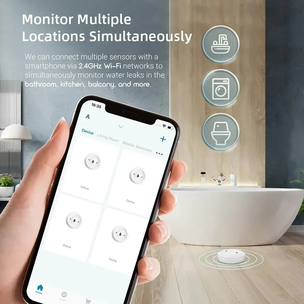 ZigBee3.0 Water Detect Sensor Alarm Water Sensor Leak Detector Flood Water Leakage Alarm APP detail image 5