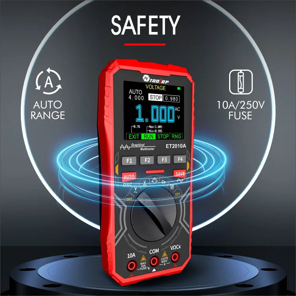 TOOLTOP ET2010A 1MHz Portable Digital Oscilloscope 2.5Msps Auto True RMS Multimeter AC 10A detail image 5