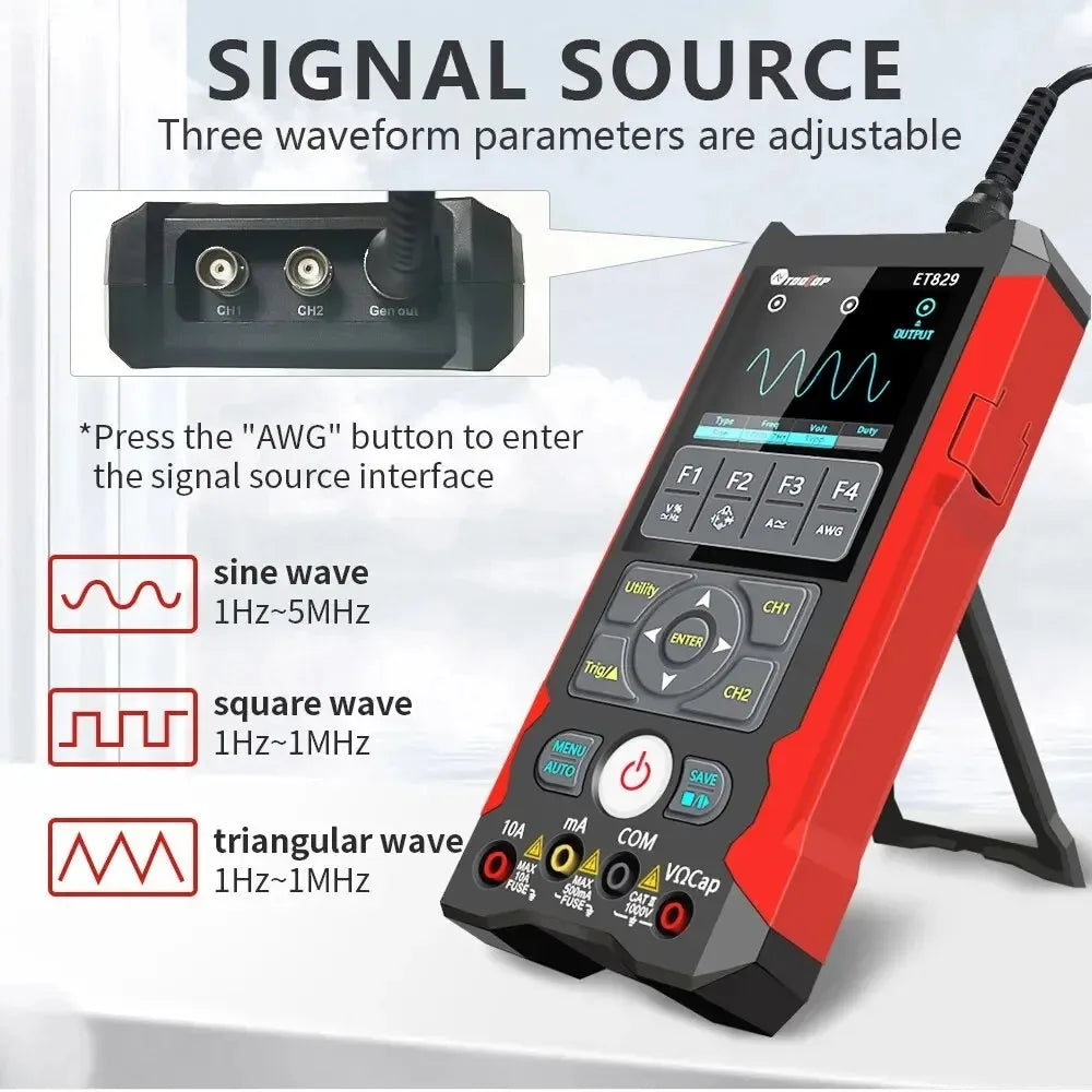 TOOLTOP ET829 2 Channel 250MSa/s 80MHz Digital Storage Osclloscope Multimeter Signal detail image 6