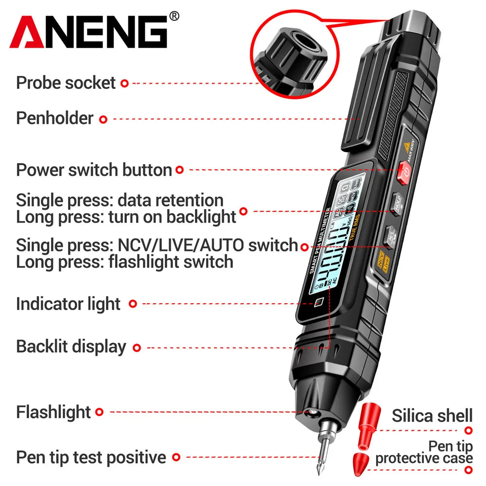 ANENG A3005 Digital Professional Multimeter Pen Testers AC/DC Voltage Meter Live Zero Line detail image 3