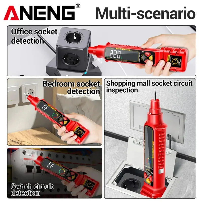 ANENG VD808 Socket Phase Meter Leakage Test US/EU Plug Power Polarity Checker Voltage Tester Pen Circuit Breaker Analyzer Tools