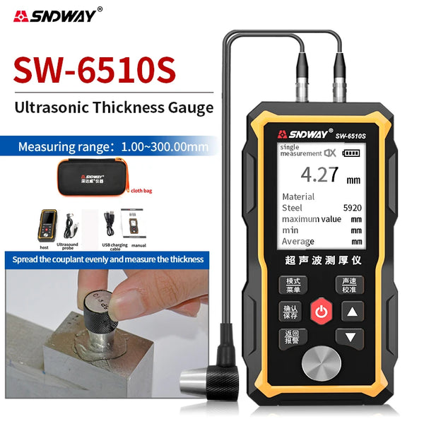 SNDWAY Ultrasonic Thickness Gauge SW-6510S Plastic Glass Ceramics Metal Steel Plate Stainless Steel Pipe product image