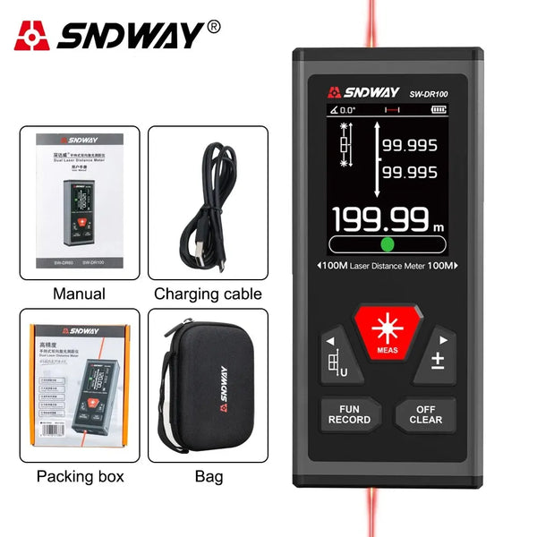 SNDWAY SW-DR60/SW-DR100 Dual Laser Distance Meter Rechargeable Bilateral Laser Rangefinder detail image 8