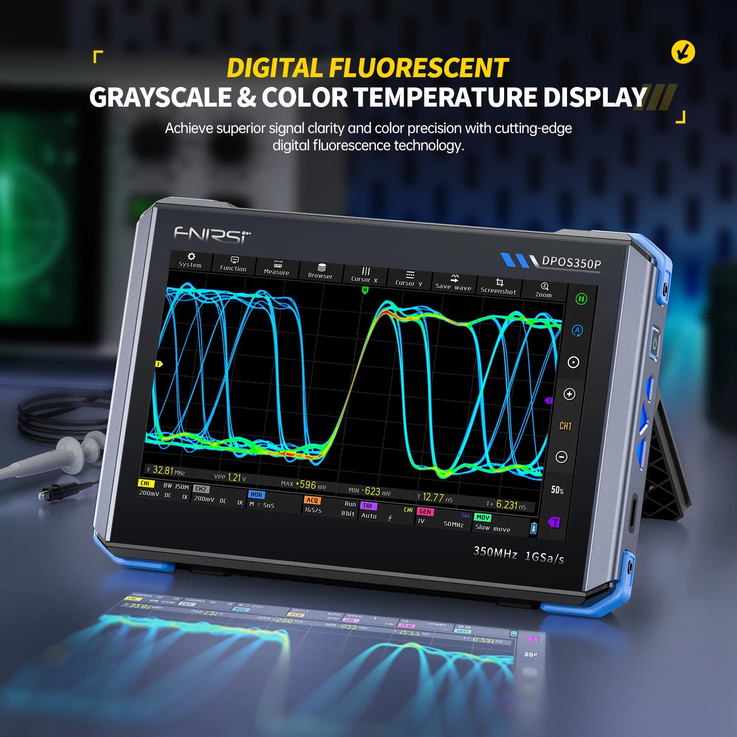 FNIRSI DPOS350P 4in1 Tablet Oscilloscope 2 Channel 350MHz Signal Generator 50MHz detail image 3
