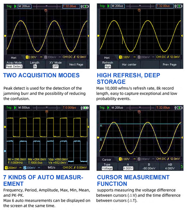 OWON HDS272 Portable Digital Automotive Oscilloscope 2 Channel 70MHz Professional True-RMS detail image 6