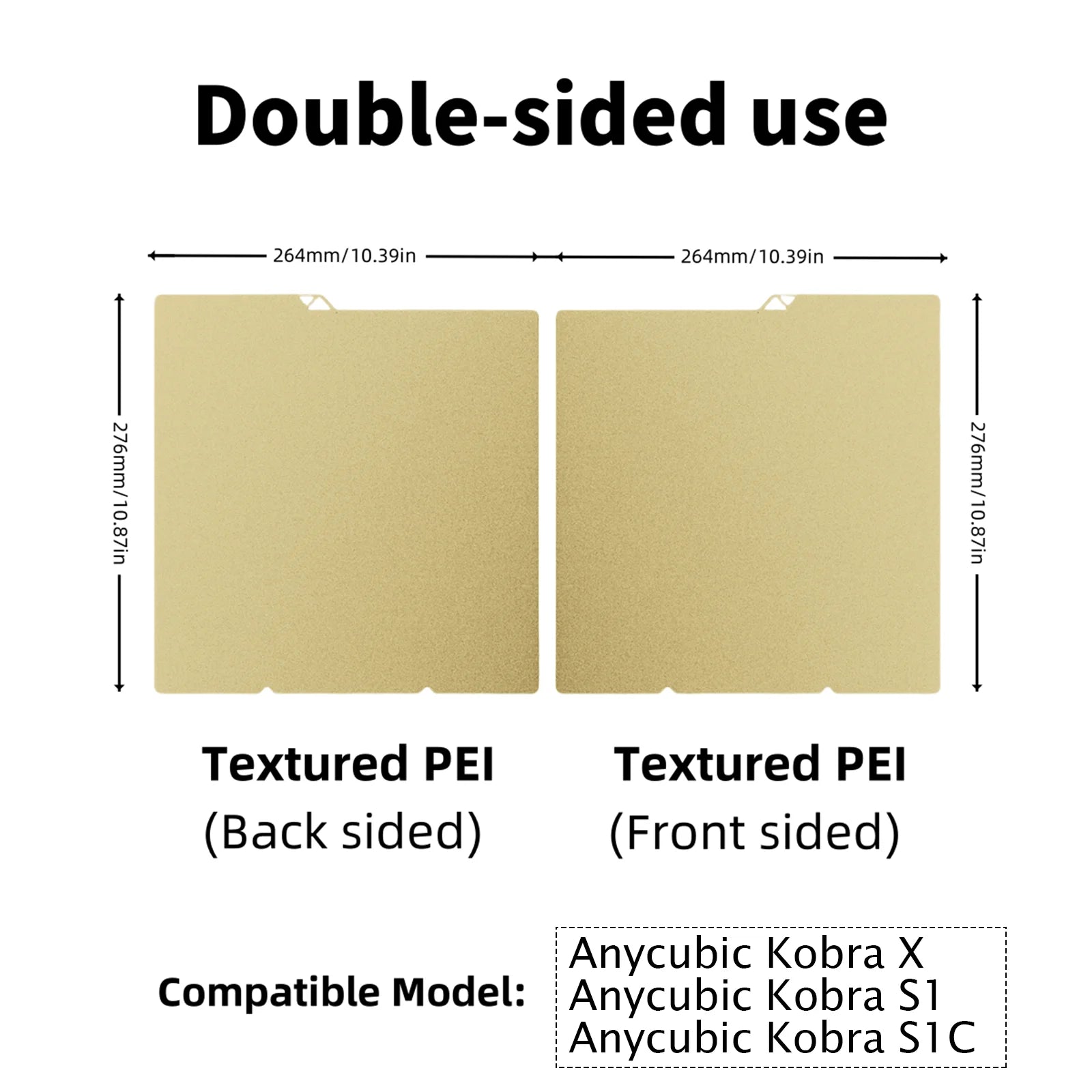 PEI Textured 264x276mm Build Plate For Anycubic Kobra X Plate Kobra S1 Combo Spring Steel Sheet For Anycubic KX 3D Printer Parts