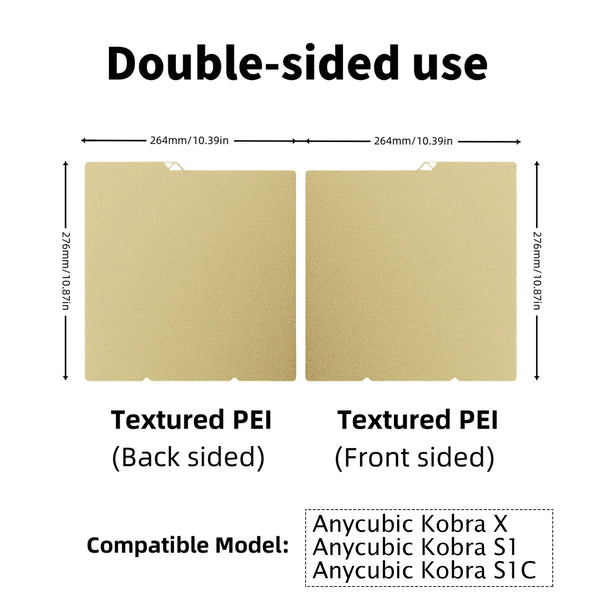 PEI Textured 264x276mm Build Plate For Anycubic Kobra X Plate Kobra S1 Combo Spring Steel Sheet For Anycubic KX 3D Printer Parts