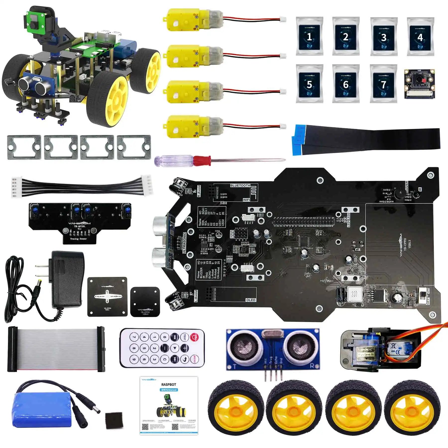 Raspberry Pi 5 Smart AI Vision 4WD Robot Car Electronic Kit DIY Learning Project Full Set detail image 7