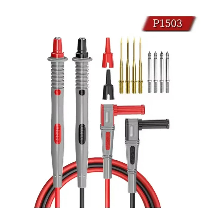 Cleqee P1503 Series Universal Multimeter Probe Test Leads Kit with Replacement Needle Tester Tip IC SMD Test Hook Alligator Clip