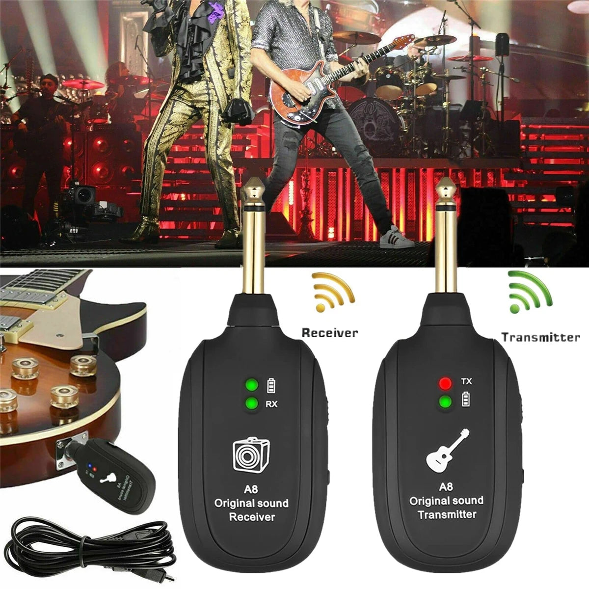 Miwayer A8 Wireless Guitar System Built in 4 Channels Wireless Guitar Transmitter Receiver detail image 5