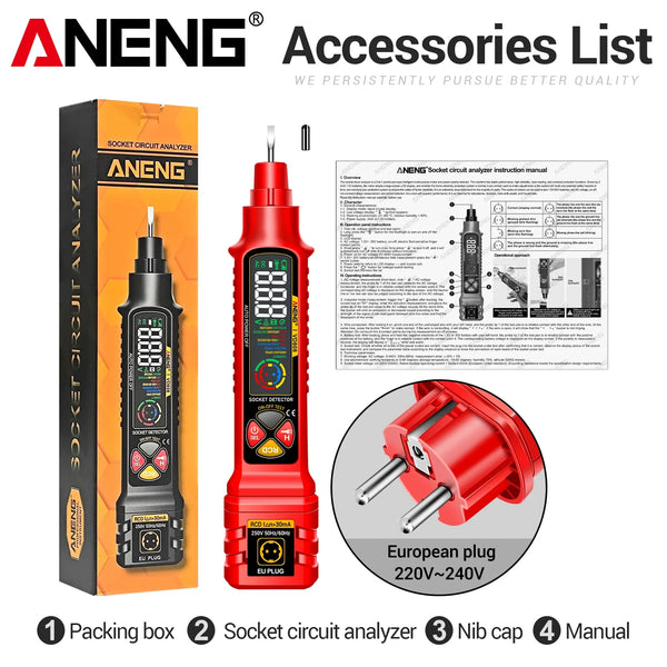 ANENG VD808 Socket Phase Meter Leakage Test US/EU Plug Power Polarity Checker Voltage Tester Pen Circuit Breaker Analyzer Tools