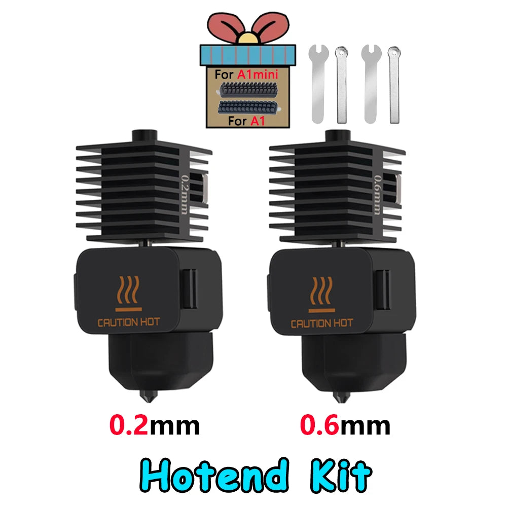 Hotend For Bambu Lab A1 mini Assembly Hotend Kit 0.2 0.4 0.6 0.8MM Replaceable Nozzle For 3D printer Bamboo Lab A1/A1 mini