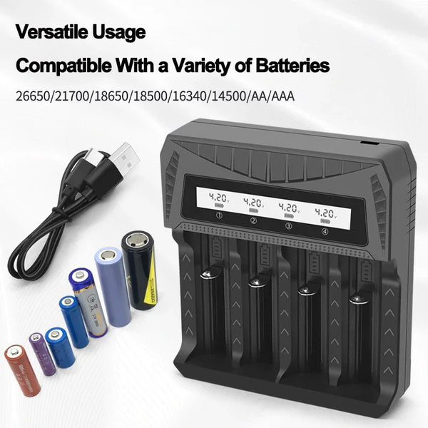 Intelligent LCD Battery USB Charger - 1/2/4 Slots for 18650 4.2V Li-ion & 1.2V Ni-MH AA/AAA detail image 4