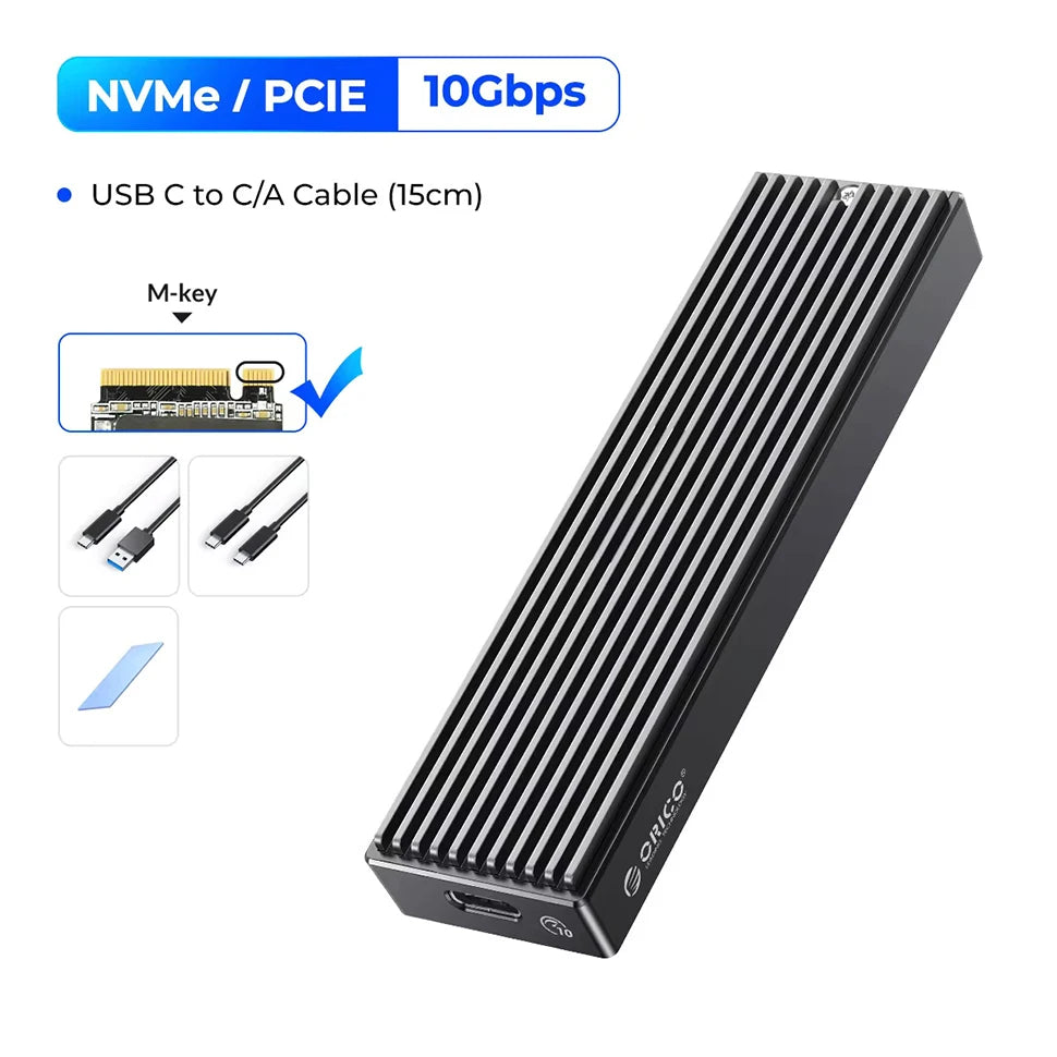 ORICO M.2 SATA NVMe Enclosure 10Gbps External SSD Case Type C USB A 3.2 Gen 2 Hard Drive Disk Cover M2 2230 Storage Box House