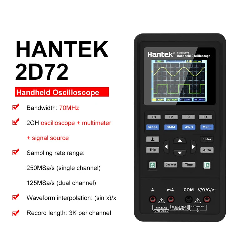 Hantek 2D72 2C42 2D42 2C72 Handheld Oscilloscope Digital Multimeter Tester Usb Waveform detail image 10