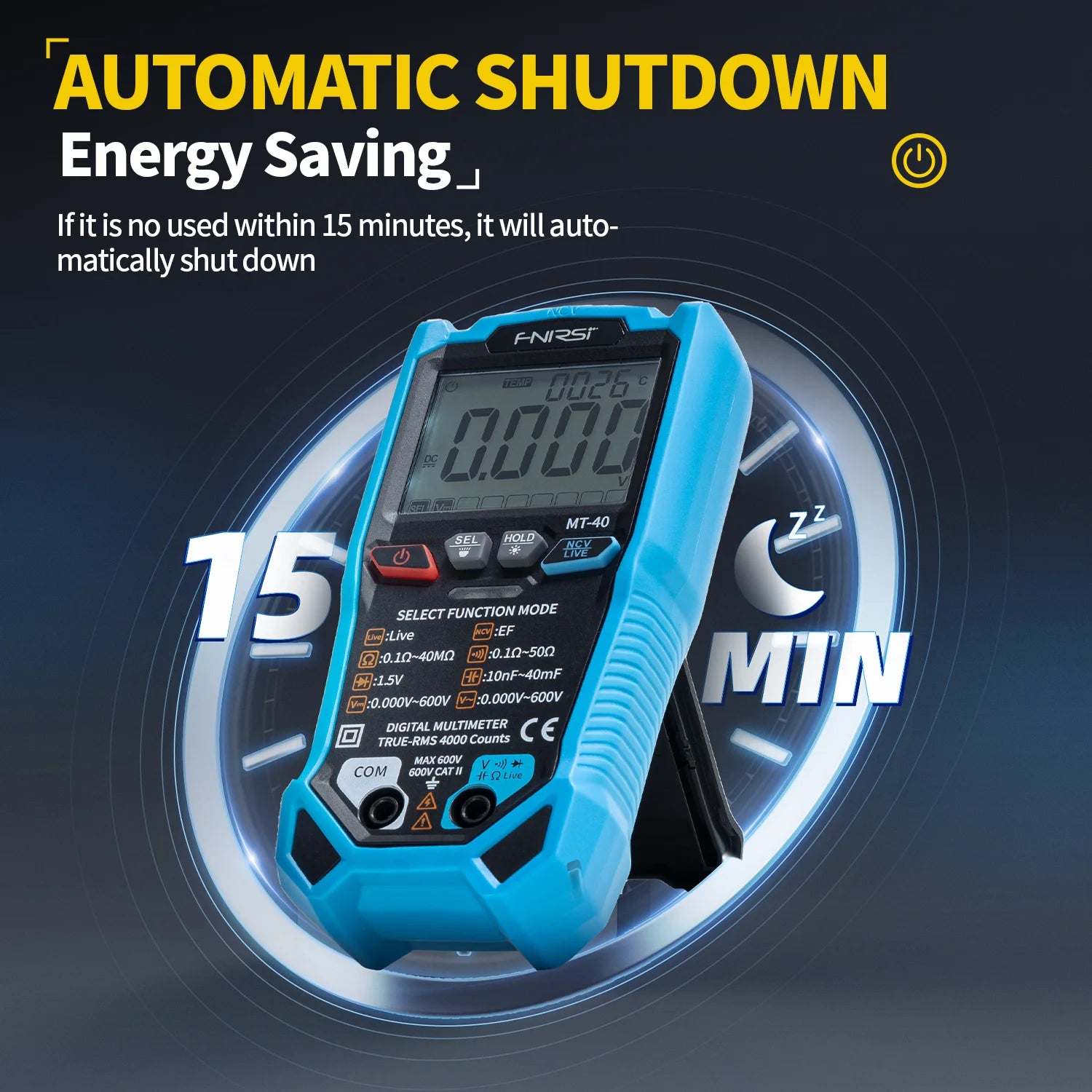 FNIRSI MT-40 Smart Digital Voltage and Current Meter 4000 Counts True RMS AC DC 600V detail image 4