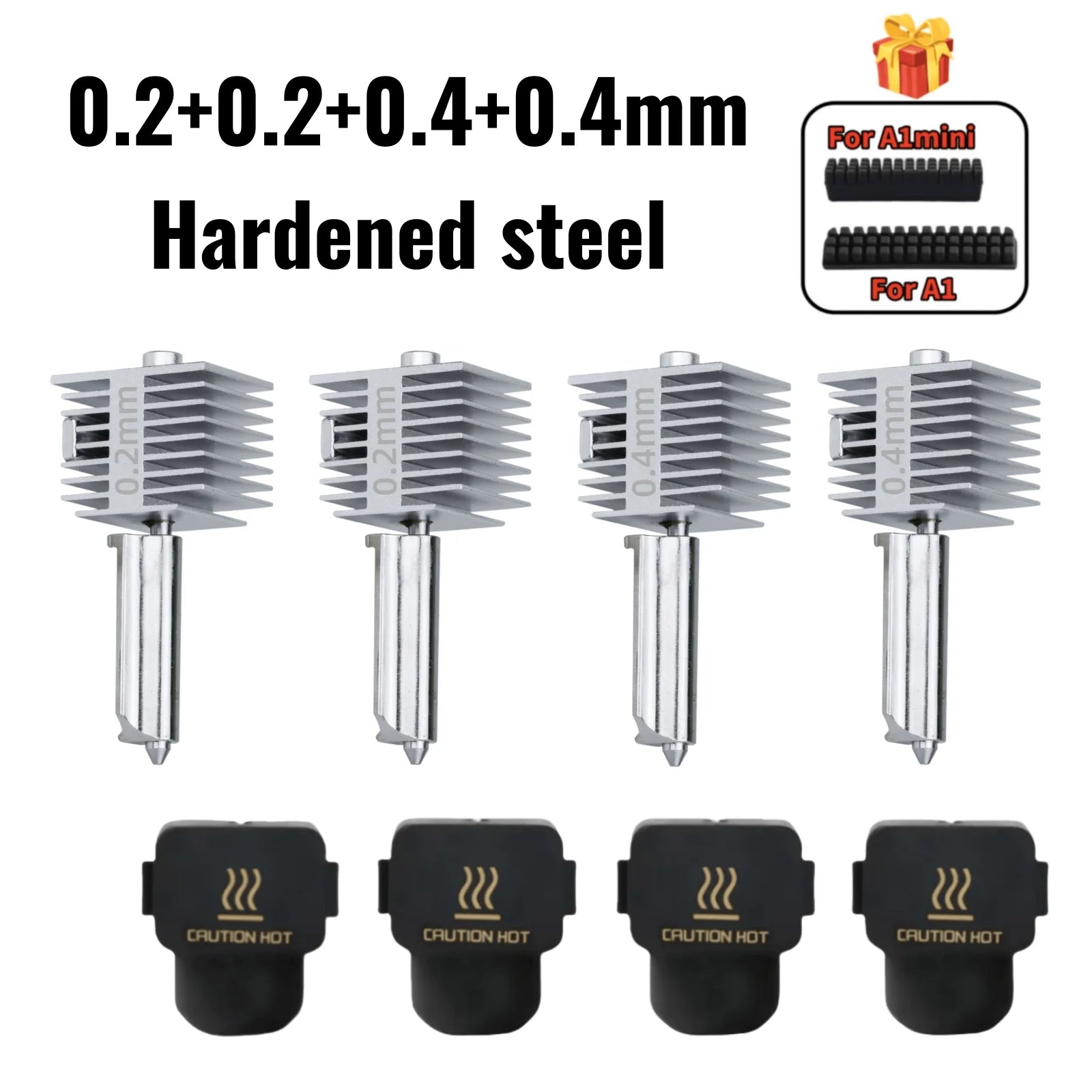 For Bambu Lab A1/A1MINI Nozzle Hardened steel Integrated A2L Hotend Kit High-Precision A1 Nozzles Same As Original High Quality