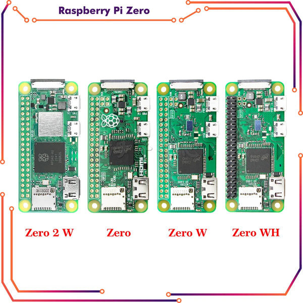 Carte Raspberry Pi Zero 2W / W / WH / 2WH Wi-Fi Bluetooth avec processeur 1 GHz et 512 Mo de RAM, version 1.3. 