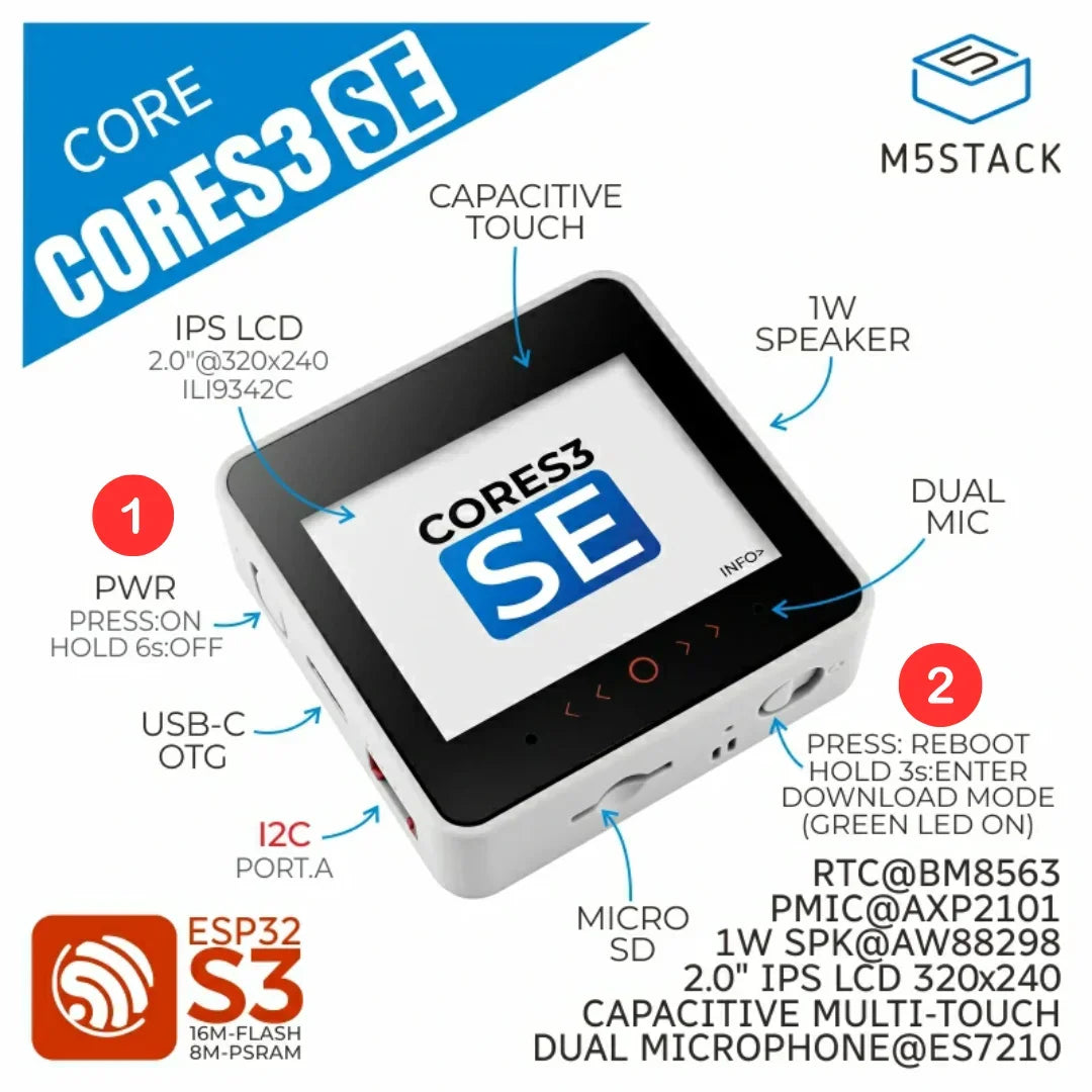 M5Stack CoreS3 SE IoT Controller ESP32 Series S3 Development Kit WiFi 2.0 Inch Screen To DIY detail image 16