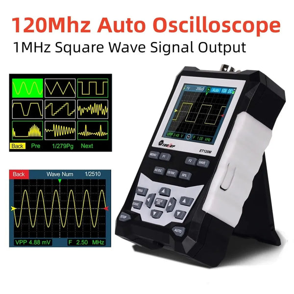 TOOLTOP ET120M Handheld Digital Oscilloscope 1Mhz Square Wave Signal Output Auto Oscilloscope for Electri product image