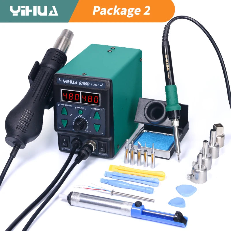 YIHUA 8786D Soldering Iron Hot Air Soldering Station DIY Digital Rework Station Phone Repair detail image 7