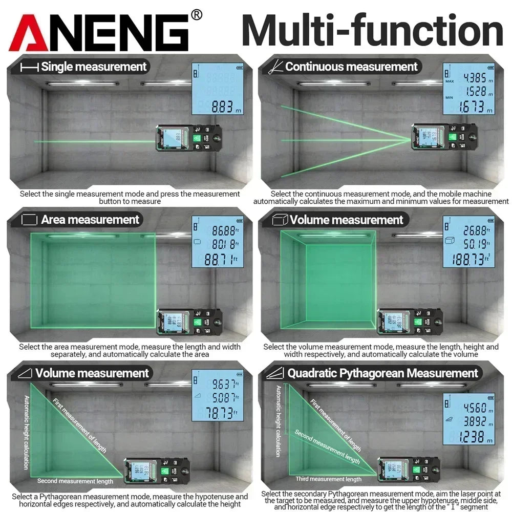 ANENG G50/G70/G100/G120 Green Laser Distance Meter Autonomous Benchmark Rangefinder 0.5~1 detail image 4