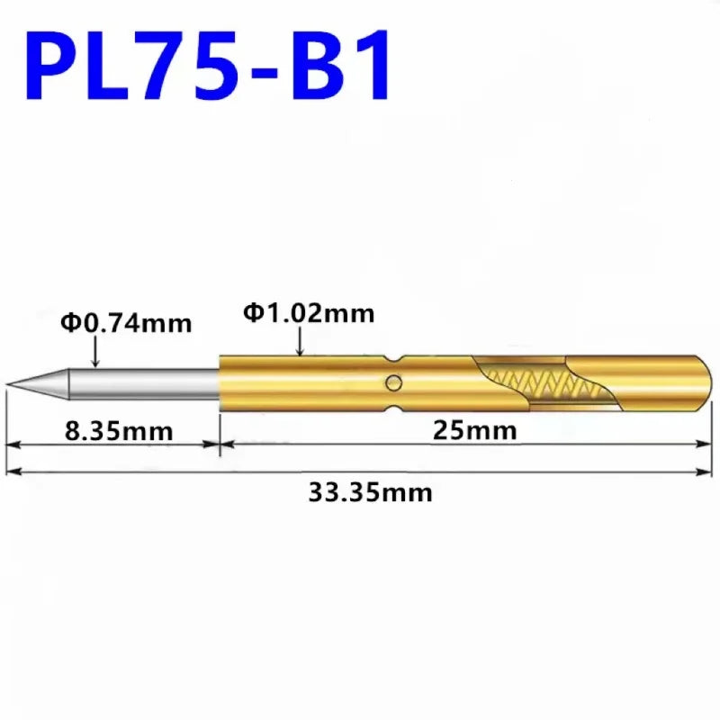 20/100PCS Spring Test Pin P156-B P125-B P100-B P160-B PL75-B PM75-B P75-B PL50-B P50-B P100-B1 P75-B1 P50-B1 Test Probe Pogo Pin