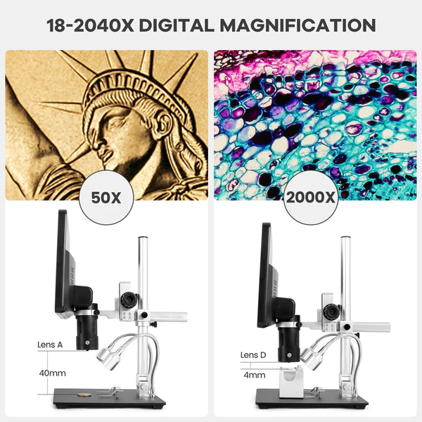 Andonstar AD249S-M 10.1'' IPS LCD UHD 2160P HDMI Digital Microscope 2000X with 3 Lens for detail image 6