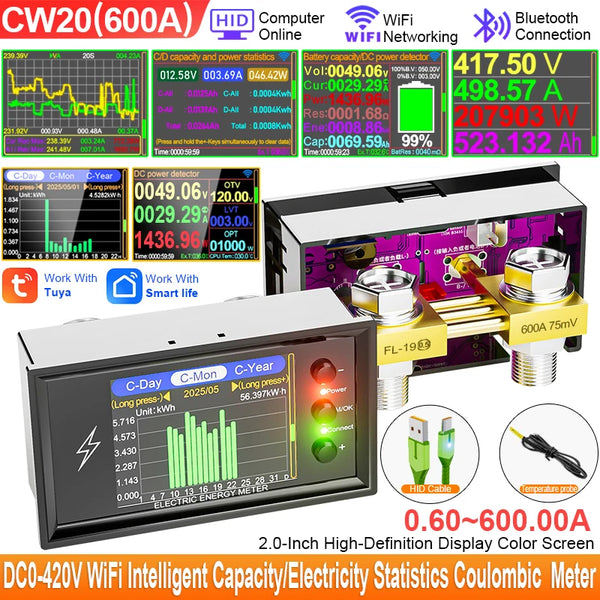 CW20 DC0-420V WiFi Tuya Smart Digital Lithium Battery Capacity Detection Tester DC Display detail image 14