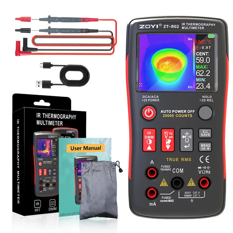 ZOYI ZT- R02 Thermal Imaging Multimeter 2-In-1 Color Screen Professional Digital Multimeter With Infrared Camera, Resolution 240